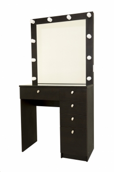 Косметический столик с зеркалом и подсветкой, темного цвета